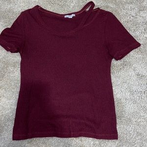 Maroon top, side slit on shoulder, Charlotte Russe